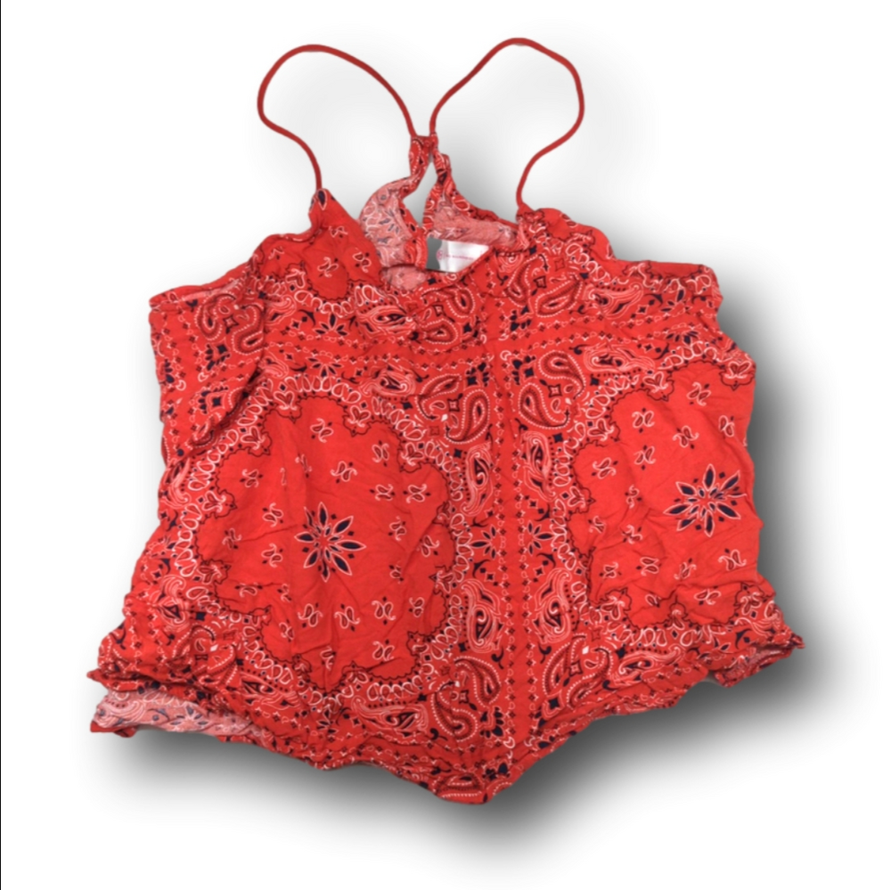 Women's No Boundaries Tank Top XL/XG Red Bandana Print